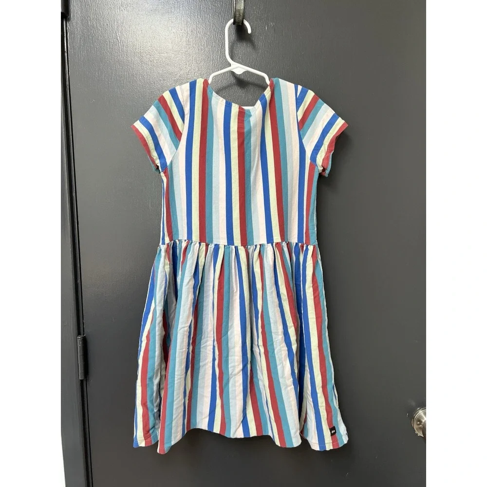 Tea Collection Girls Short Sleeve Wrap Neck Dress Regatta Blue Stripes Size 10